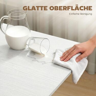 Розкладний обідній стіл, кухонний стіл для 4-6 осіб з колесами, сталеві ніжки, мобільний розкладний обідній стіл для невеликих приміщень, їдальня, кухня, 120 x 80 x 73 см, білий