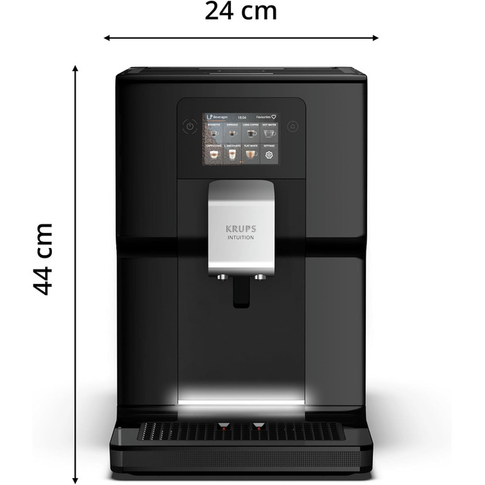 Повністю автоматична кавоварка Krups Intuition Preference з трубкою для молока, 11 напоїв, персоналізація, функція 2 чашки, кавоварка, чорна, EA872810 Krups Intuition Preference з контейнером для молока