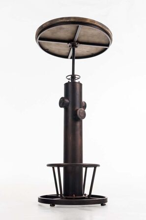 Барний стіл CLP Ruhr Standing Table I з регульованою висотою та підставкою для ніг I Металевий каркас та стільниця з соснової деревини, колір бронза