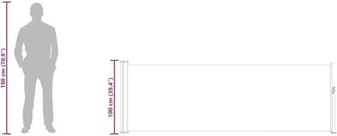 Розсувний бічний тент, сонцезахисний тент, екран для конфіденційності, вітрозахисний екран, бічна рулонна штора, тент для бічної стіни для балкону, саду та тераси, 100x300 см, кремовий