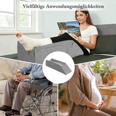 Подушка для підняття ніг Varku, подушка для ніг з піни з ефектом пам&39яті, м&39яка та дихаюча водонепроникна подушка для полегшення болю в ногах, 65 x 20 x 15 см