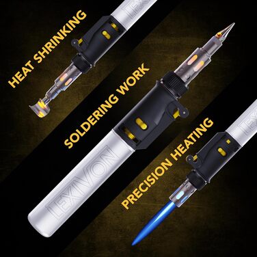 Комплект бутанового паяльника LEXIVON Акумуляторний газовий паяльник, самозапалювальне регульоване полум'я, 7 насадок, робоча темп