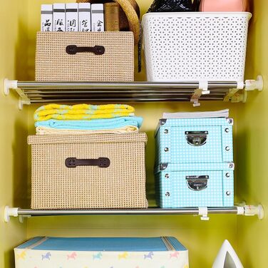 Розширювані полиці для гардеробу BAOYOUNI, регульована полиця для зберігання, органайзер своїми руками, вішалки для одягу, роздільники полиць для кухні, ванної кімнати, спальні, розширювана довжина 60-80 см