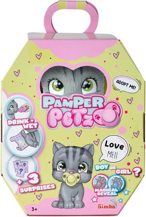 Інтерактивна кішечка Pamper Petz, з функцією пиття та вологи, іграшка-котик для дітей від 3 років, пухнастий котик для ігор, з сюрпризом та чарівною лапкою, 105953051