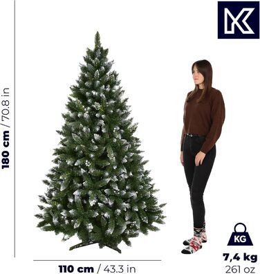 Штучна ялинка зі срібними кульками та інеєм 180 см KADAX