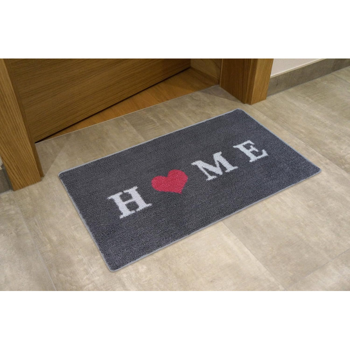 Килимок з мікрофібри 40x70 см / Пухнастий килимок з функціональною мікрофіброю для надійного уловлювання вологи та бруду / миється та нековзкий (темно-сірий - Home)