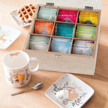 Чайні коробки для чайних пакетиків, дерев&39яна чайна скринька з 9 відділеннями, коробка для зберігання чайних пакетиків з кришкою з різьбленим квітковим орнаментом ручної роботи, біла