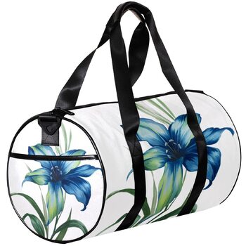 Спортивна сумка, маленька дорожня сумка, сумка для шопінгу та йоги, квітковий принт Лілія, блакитна квітка, сумка для фітнесу на відкритому повітрі, ручна поклажа