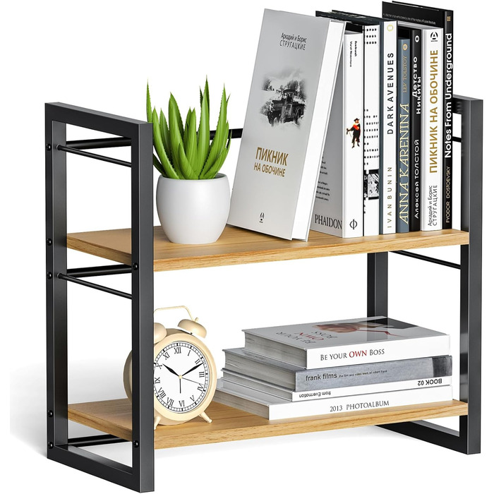 Дерев&39яний органайзер для настільних полиць, міні-настільна полиця для зберігання книг, настільні полиці для робочого столу та комода (чорний)