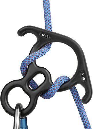 Спускний пристрій Alomejor 50KN для скелелазіння, спуску з гірки, рятувального верстату, восьмикільцевого верстату, великого розміру, для страховки та спуску з вигнутими вухами, для скелелазних рам Peak