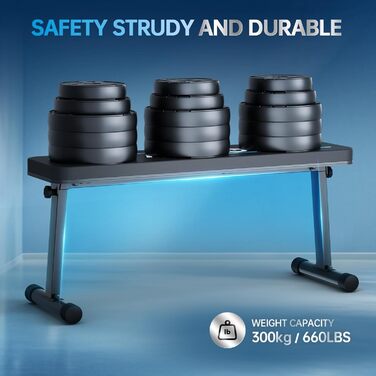 Силова лава, плоска лава, складна фітнес-лава для тренування всього тіла, силова лава для домашнього спортзалу, чорно-синя