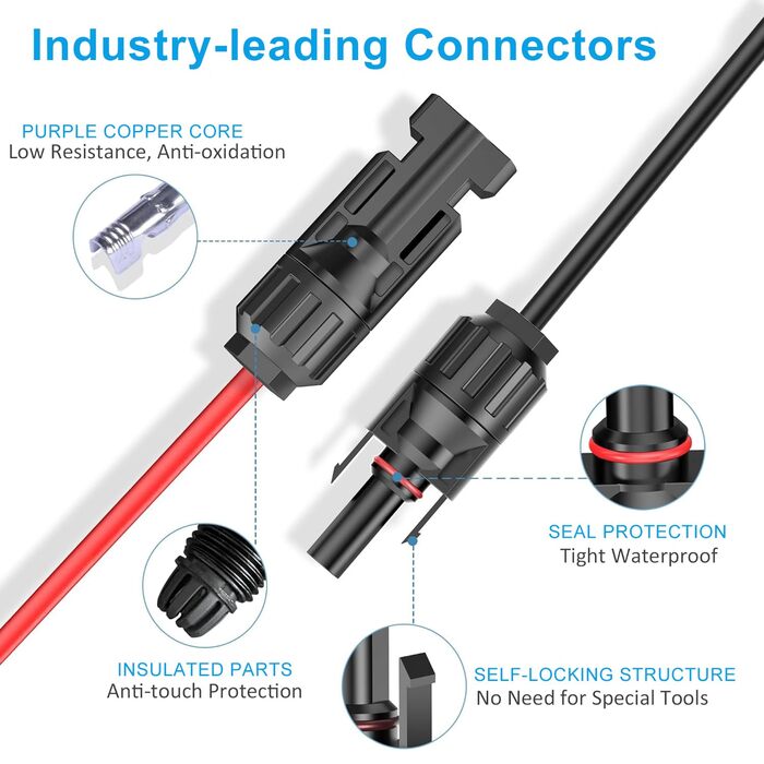 Сонячний зарядний кабель KFD, сонячний штекер до сонячного кабелю XT60i для портативної електростанції EF ECOFLOW DELTA 2 Max DELTA 3 Plus RIVER 2 MAX Anker SOLIX C300 DJI Power 1000 16AWG подовжувач, зарядний кабель