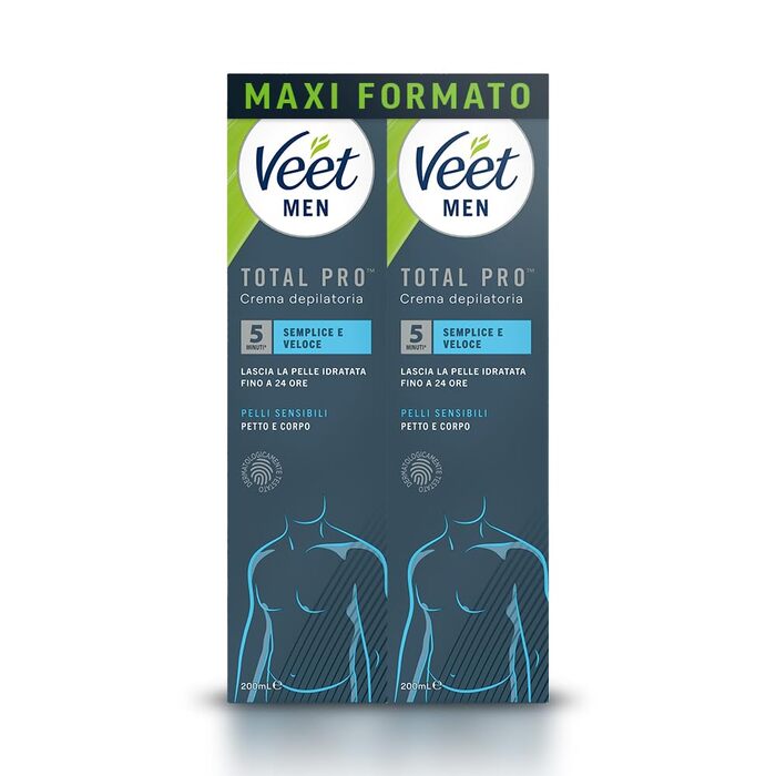 Крем для депіляції Veet Men для чоловіків, грудей і тіла, чутлива шкіра, дерматологічно протестований, формат Advantage 400 мл (2 упаковки х 200 мл)