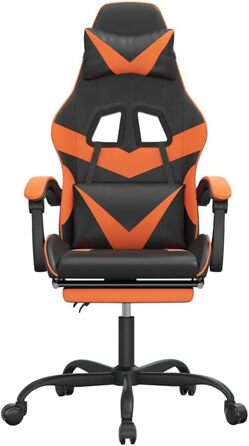 Офісне обертове крісло, ігрове крісло з підставкою для ніг та регульованою спинкою з чорно-помаранчевої штучної шкіри, офісні меблі
