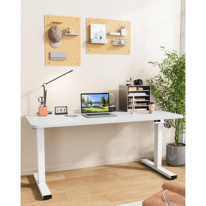 Каркас столу з регулюванням висоти, 2 потужними двигунами, 3 налаштуваннями пам&39яті та нагадуванням про можливе кріплення сидячи/встаючи, функцією захисту від зіткнень, вантажопідйомністю 150 кг, портом USB-C, 2 гачками, білий колір