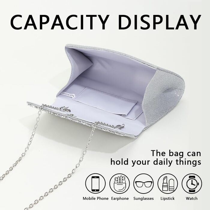 Елегантне клатч-сумочка з блискітками для вечірок, з від'ємним ланцюжком. Класична маленька сумочка на весілля та святкові заходи.