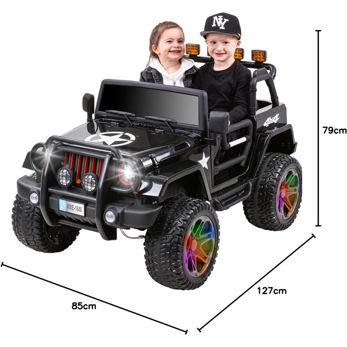 Дитячий електромобіль Jeep Wrangler Offroad - повний привід 4х4 - USB - двигун 4 х 35 Вт - 2-місний - пульт дистанційного керуванн