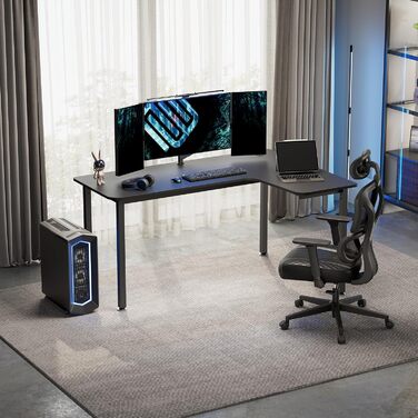 Ергономічний кутовий стіл EUREKA, 155x110 см, ігровий стіл, L-подібний комп&39ютерний стіл для студії та домашнього офісу