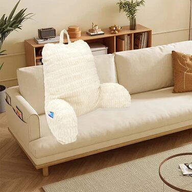 Подушка для читання CEWROM зі спинкою для дорослих, 80 * 40 * 55 см, ідеально підходить для підтримки спини, комфортна подушка для читання на ліжку, дивані або підлозі (бежевий)