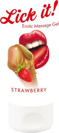 Лубрикант Lick it! масажний та інтимний гель Strawberry, 50 мл