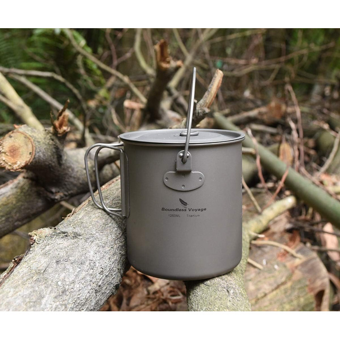 Безмежна подорож на відкритому повітрі 750 мл 800 мл 1100 мл 1300 мл Титанова каструля з кришкою Складна ручка для застави Кемпінг