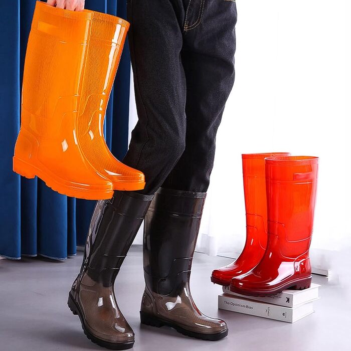 Водонепроникні гумові чоботи з високим халявою, швидковисихаючі, нековзні робочі чоботи з потовщеною підошвою для активного відпочинку, садівництва та інтенсивного використання. Гумові чоботи, помаранчеві, розмір 39 EU.