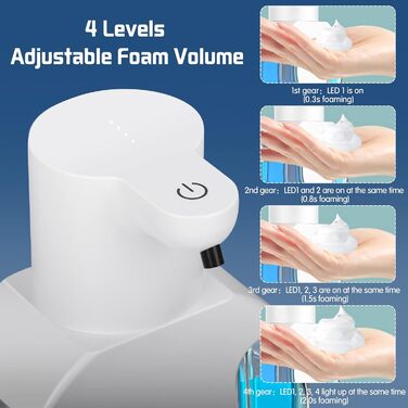 Дозатор мила автоматичний 430 мл USB перезаряджається настінний електричний дозатор мила 4 рівні Електричний дозатор мила Дозатор