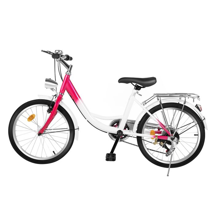 Дюймовий дитячий велосипед для дівчаток, 6-швидкісний дитячий велосипед з фарою та заднім кріпленням, регульована швидкість та висота, дитячий велосипед у голландському стилі, міський велосипед, 20-