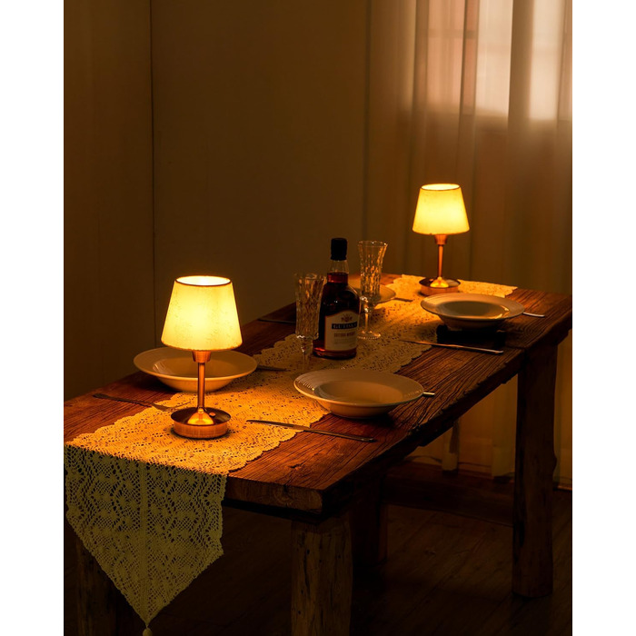 Маленькі бездротові настільні лампи для обідніх столів, вбудований акумулятор 5200 мАг, портативна сенсорна лампа з регульованою яскравістю для ресторану, вітальні, спальні, бару, їдальні, настільна лампа, нічник, шампанське, 2 шт., 2