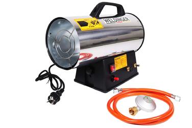Газовий обігрівач WELDINGER 13,3 кВт з нержавіючої сталі з п&39єзоелектричним запалюванням, шлангом регулятором, будівельний обігрівач, вентилятор-обігрівач