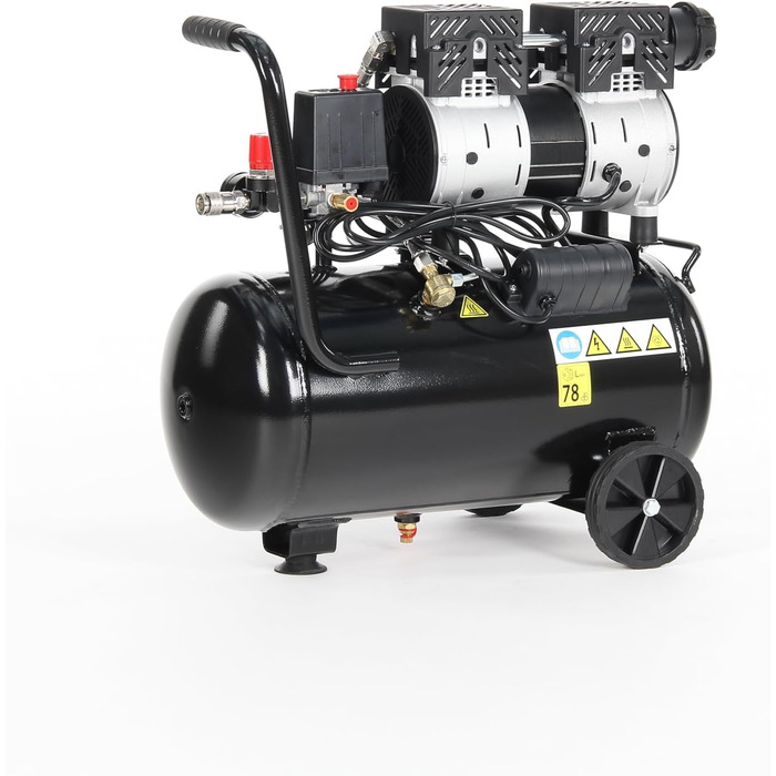 Малошумний мобільний повітряний компресор FIAC SUPERSILENT 24, безмасляний, максимальний тиск 8 бар, 1 к.с., 24-літровий бак, ріве