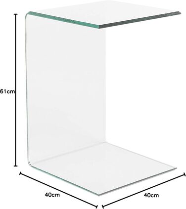 Журнальний столик Beliani, скло, прозорий, C-подібна форма, 40x61 см, сучасний, простий, Lourdes