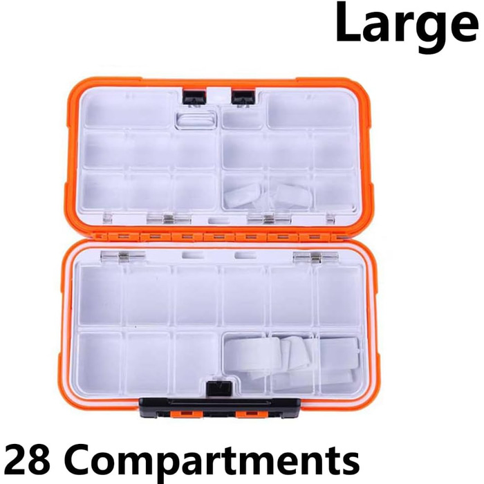 Коробка для рибальських снастей, водонепроникний органайзер для рибальських аксесуарів з подвійною застібкою для рибальських гачків, ювелірних намистин, сережок, ключів, 2 шт. и (великий помаранчевий великий сірий)