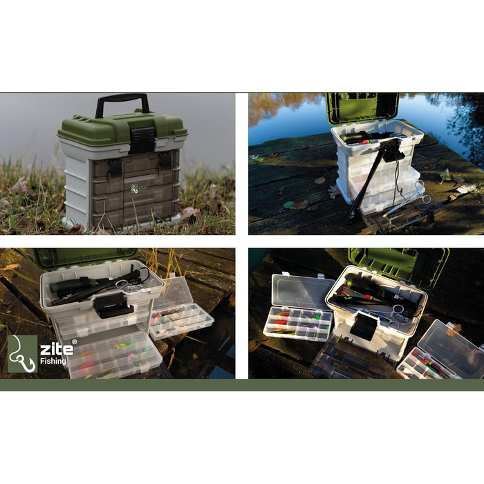 Рибальський ящик Zite з 4 ящиками для рибальських аксесуарів - Чохол для спорядження та рибальська сумка з ящиками для приманок та іншого, рибальський ящик, ящик для приманки, ящик для риболовлі, рибальський ящик, рибальські ящики, ящик для рибальських пр