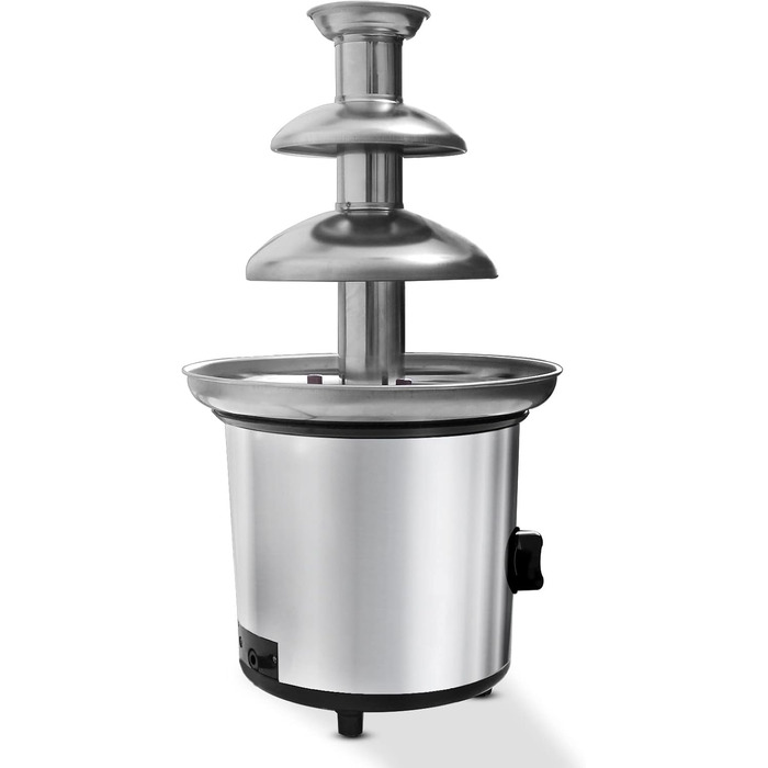 Шоколадний фонтан Jago 275W - 3 рівня, місткість 1 кг шоколад, нержавіюча сталь, можна мити в посудомийній машині, срібло - шоколадний фонтан, шоколадне фондю, шоколадне фондю, шоколадний фонтан