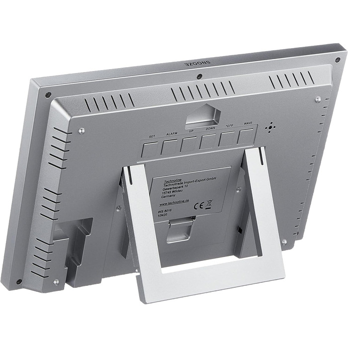 Настінний годинник на радіокеруванні з індикатором температури, пластик, сріблястий, маленький 22.5 x 14.3 x 2.4 см Сріблястий оди