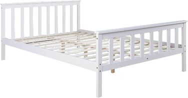 Ліжко Homestyle4u з масиву дерева 140x200 з рейковою основою, узголів&39ям, біле, двоспальне ліжко, каркас ліжка, соснова деревина, 140 x 200 см, білий