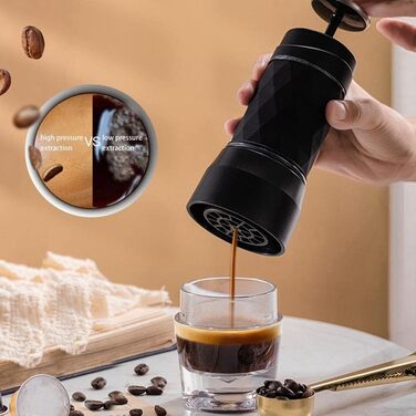 Кавоварка Cosmin Espresso, капсула для ручного пресування меленої кави, портативна кавоварка підходить для кавової капсули з порошком кави