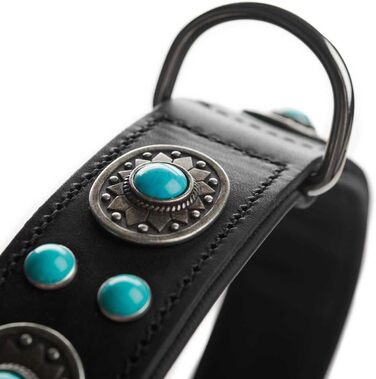 Нашийник для собак, шкіряний, в індіанському стилі, з кристалами, 55 (M), чорний чорний 55 (M)