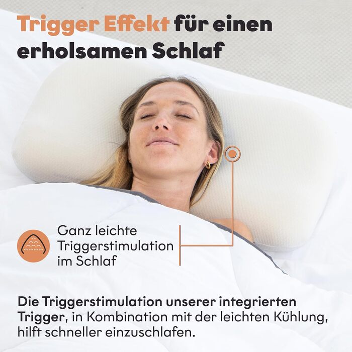 Подушка для підтримки шиї преміум-класу TMX Trigger Pillow Функція легкого охолодження М&39яка стимуляція тригерних точок Ортопедично-терапевтична ергономіка Підходить для всіх положень сну Стандарт Oeko-TEX 100, клас 1