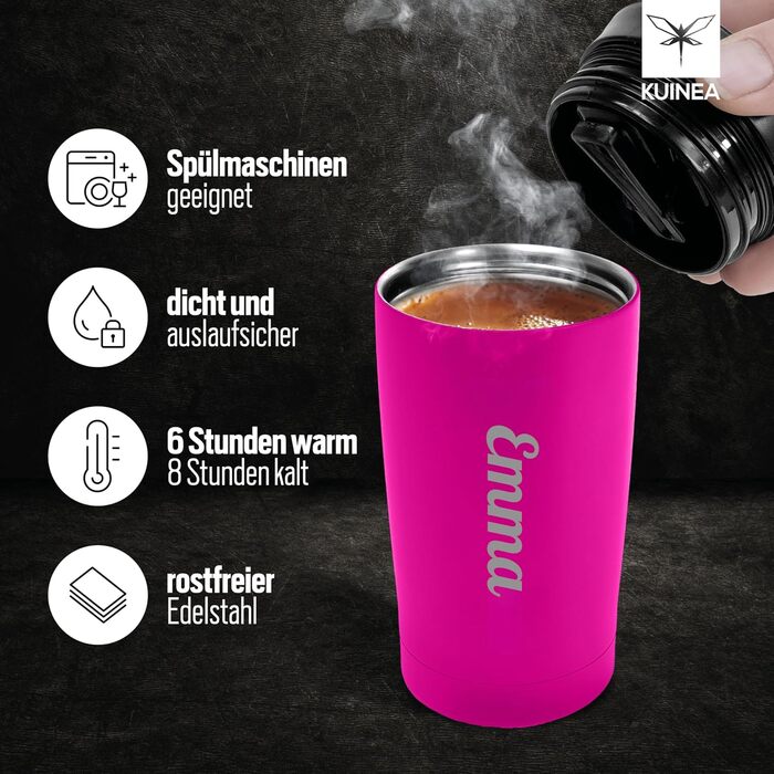 Персоналізована термокружка з гравіюванням День святого Валентина для нього та неї персоналізовані подарунки для партнерів кухоль для кави з нержавіючої сталі об&39ємом 350 мл, герметичний, багаторазовий, рожевий, День святого Валентина