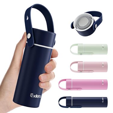 Маленька пляшка для води об&39ємом 200 мл з регульованою силіконовою ручкою Міні-термос з кришкою з нержавіючої сталі, легкий та компактний, 100 герметичний ідеально підходить для подорожей. (темно-синій) 201 мл темно-синій