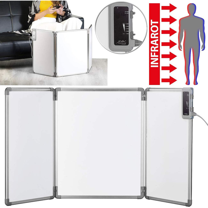 Інфрачервоний обігрівач Sichler Household Appliances складна інфрачервона нагрівальна панель з алюмінієвою рамою до 80 C 315 Вт (нагрівальна панель, міні-обігрівач, офіс)