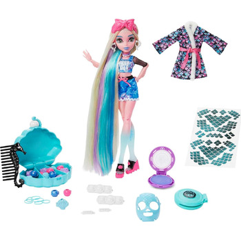 Лялька Monster High, набір для спа-дня Lagoona Blue з аксесуарами Wear and Share, такими як шпильки для волосся, крейда для волосся та татуювання (HKY69)