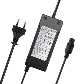 Зарядний пристрій Abakoo 48V з літієвим акумулятором, адаптер живлення 54.6V 2A для велосипеда, електричного скутера 48V 13S з акумулятором з 3-контактним/3-контактним вбудованим роз&39ємом