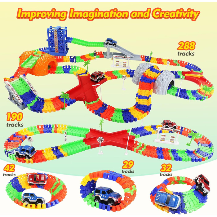 Автомобільна гоночна траса для дітей з 2 іграшковими машинками, дитячі іграшки від 2 3 4 5 6 7 років хлопчика, 309 шт. Автомобільн