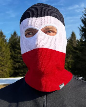 Шапка/Балаклава PGWEAR Troublemaker Чорно-біло-червона Шапка-маска Балаклава Ультрас Лижні Хулігани