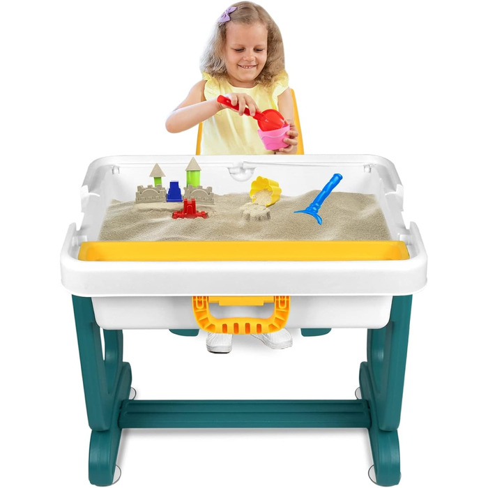 Комплект дитячого столу та стільця 5-в-1 дитячий стіл та стілець, ігровий стіл з будівельними блоками та 2 стільцями двостороння стільниця багатофункціональний ігровий стіл із місцем для зберігання навчальних та розвиваючих ігор будівельні блоки 5-в-1, ве