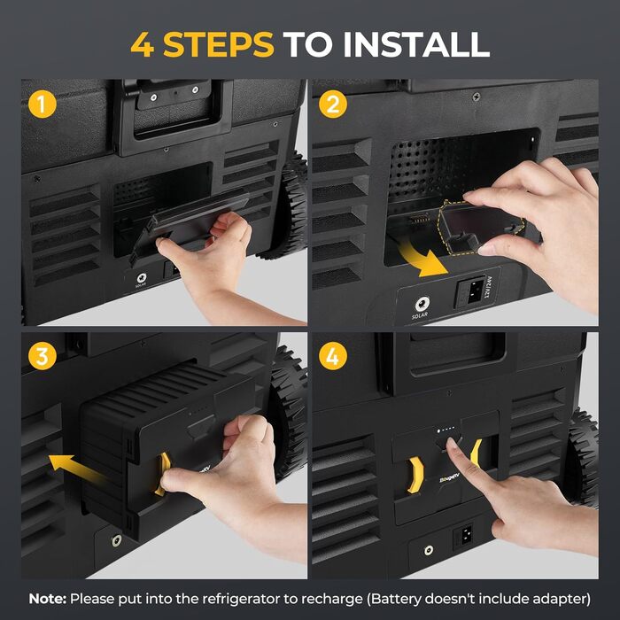 Компресорний холодильник BougeRV CRD з акумулятором, 55 л прохолодний автомобільний двостулковий двозонний холодильник 12В 24В 230