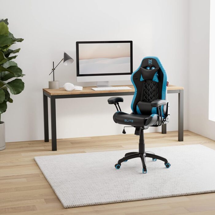 Ігрове крісло ELITE Pulse для дітей Ергономічне офісне крісло - Робоче крісло - Крісло керівника - Крісло - Гоночне ігрове крісло - Ігрове крісло - Обертове крісло - Крісло - Штучна шкіра (чорний/синій)